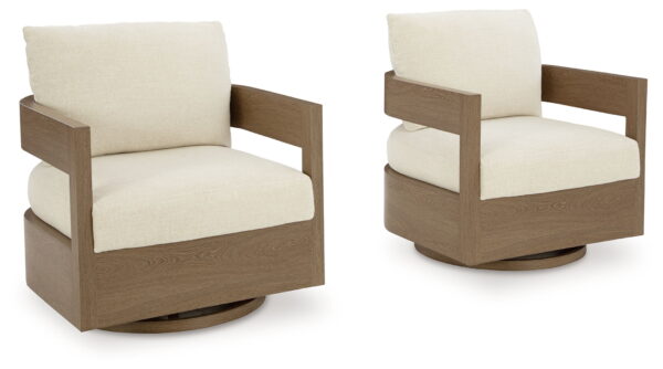 Serene Bay - Dark Brown / White - Swivel Glider Chair With Cushion - Image 2