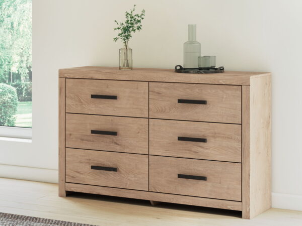 Sanginlane - Tan - Six Drawer Dresser - Image 4