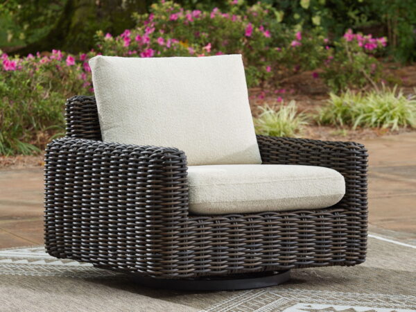 Kimora - Beige / Dark Brown - Swivel Glider Lounge With Cushion - Image 2