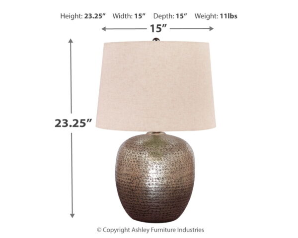Magalie - Antique Silver Finish - Metal Table Lamp - Image 2