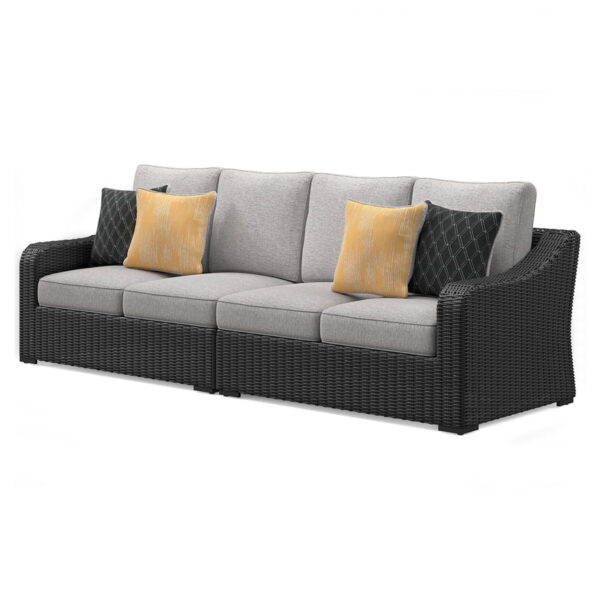 Beachcroft - Black / Light Gray - 2-Piece Outdoor Loveseat with Cushion - Image 3