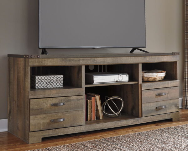Trinell - Brown - 63" TV Stand With Glass/Stone Fireplace Insert - Image 4