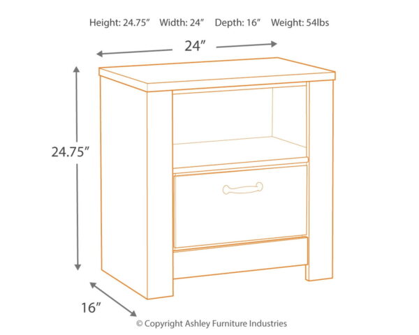 Bellaby - Whitewash - One Drawer Night Stand - Image 2