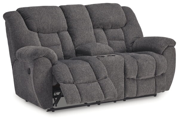 Foreside - Charcoal - Dbl Reclining Loveseat with Console - Image 3