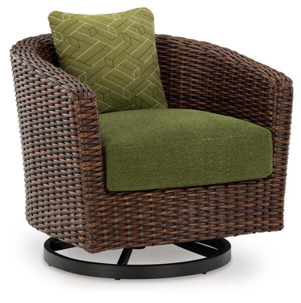 Horizon Hall - Brown / Green - Swivel Lounge With Cushion - Image 4