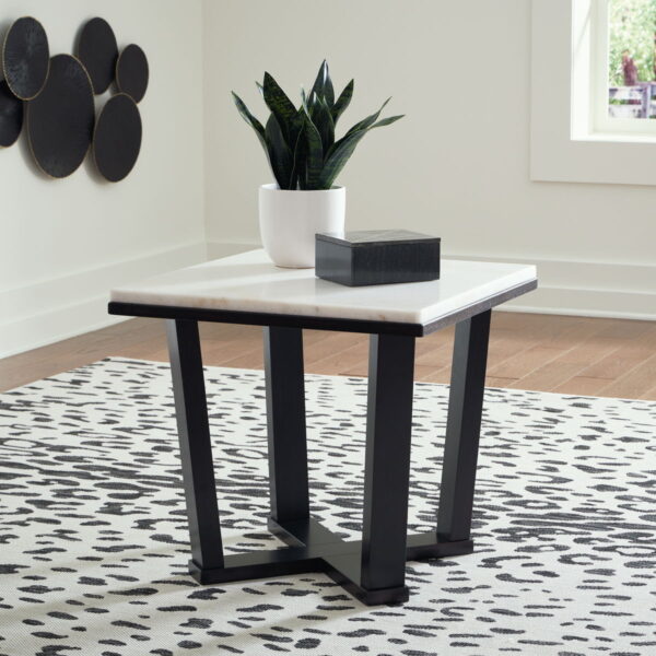 Fostead - White / Espresso - Square End Table - Image 2