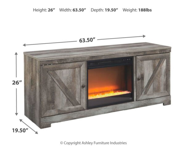 Wynnlow - Gray - Entertainment Center - TV Stand With Glass/Stone Fireplace Insert - Image 2