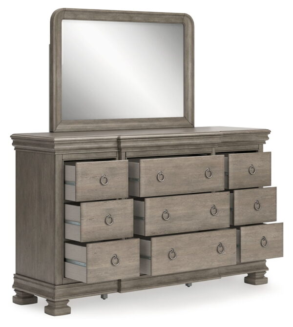 Lexorne - Gray - Dresser And Mirror - Image 4