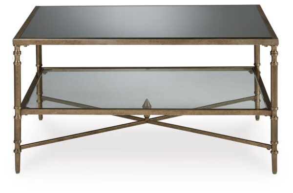 Cloverty - Aged Gold Finish - Rectangular Cocktail Table - Image 4