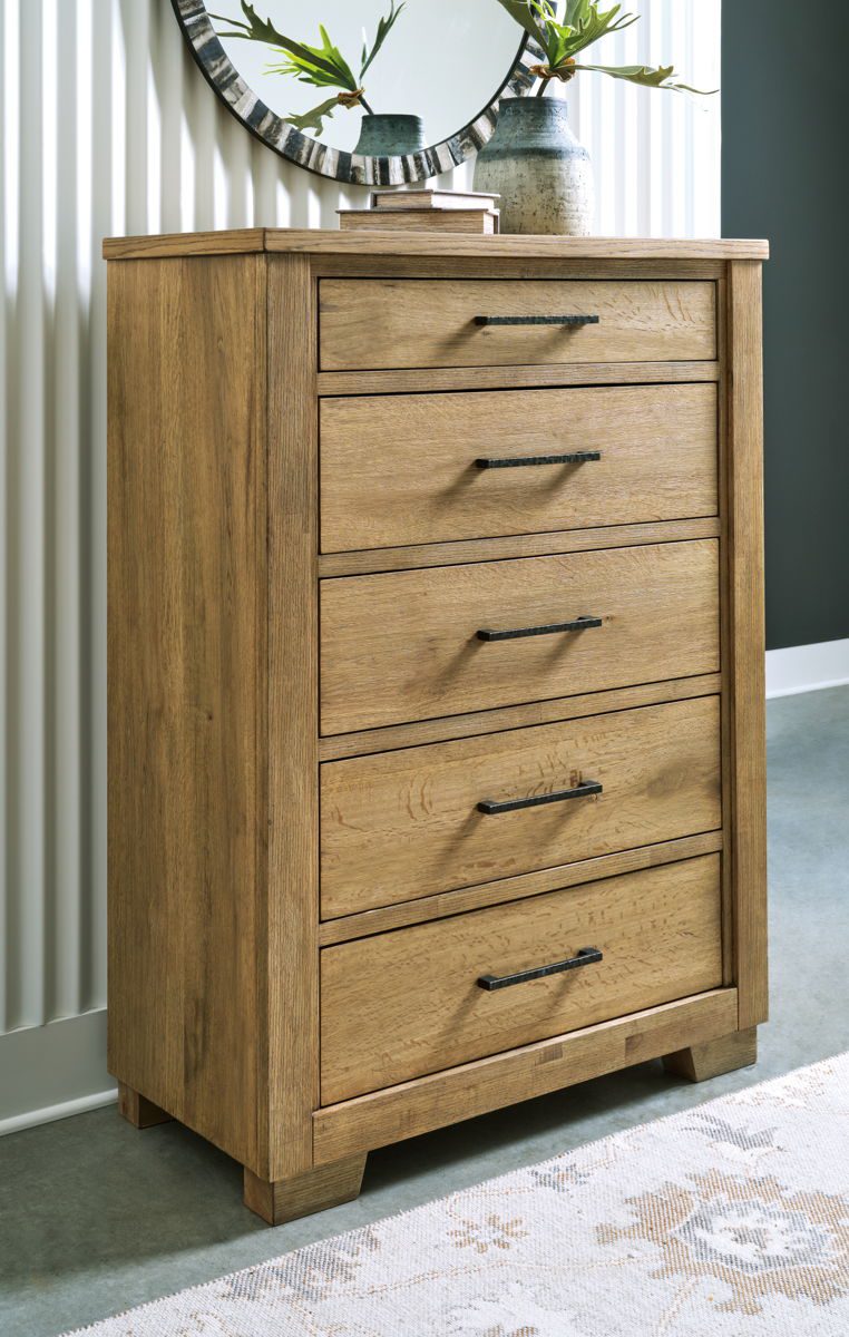 Galliden - Light Brown - Five Drawer Chest - Image 2