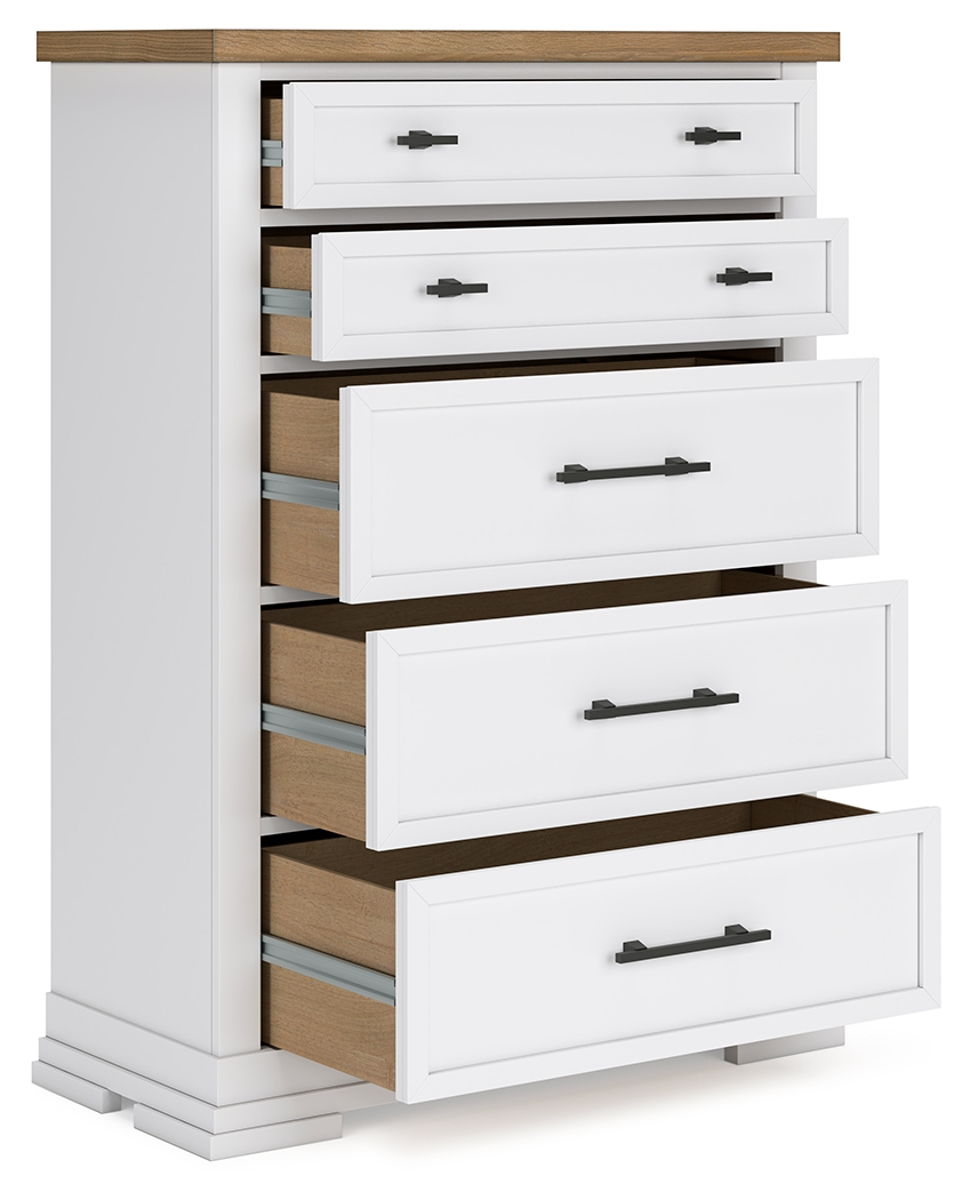 Ashbryn - White / Natural - Five Drawer Chest - Image 2
