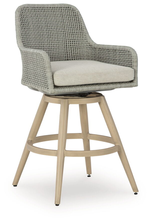 Seton Creek - Beige / Gray - Barstool With Cushion (Set of 2) - Image 2