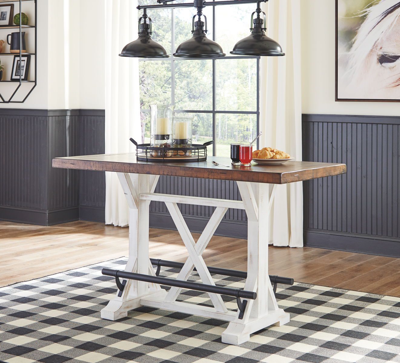 Valebeck - White / Brown - Rectangular Dining Room Counter Table - Image 4