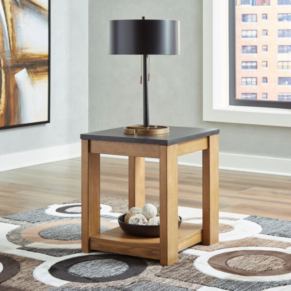 Quentina - Light Brown / Black - Rectangular End Table - Image 4