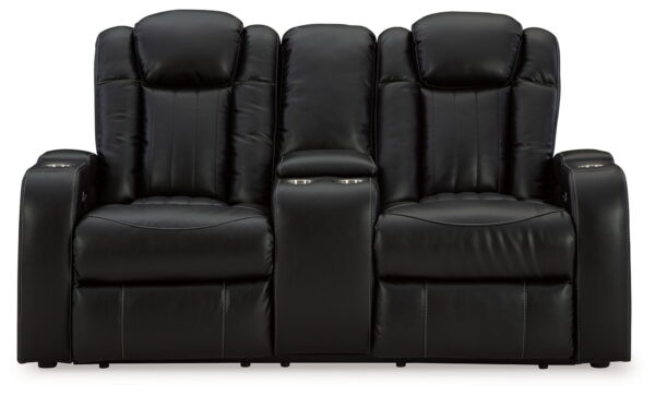 Caveman Den - Midnight - Power Reclining Loveseat with Console/ Adj Hdrst - Image 4