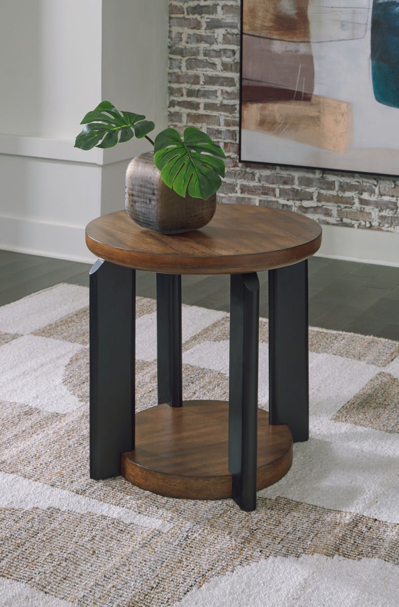 Kraeburn - Brown / Black - Round End Table - Image 2