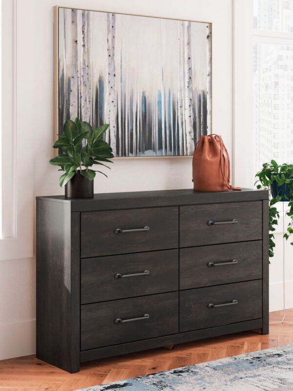 Hollivern - Dark Gray - Six Drawer Dresser - Image 2