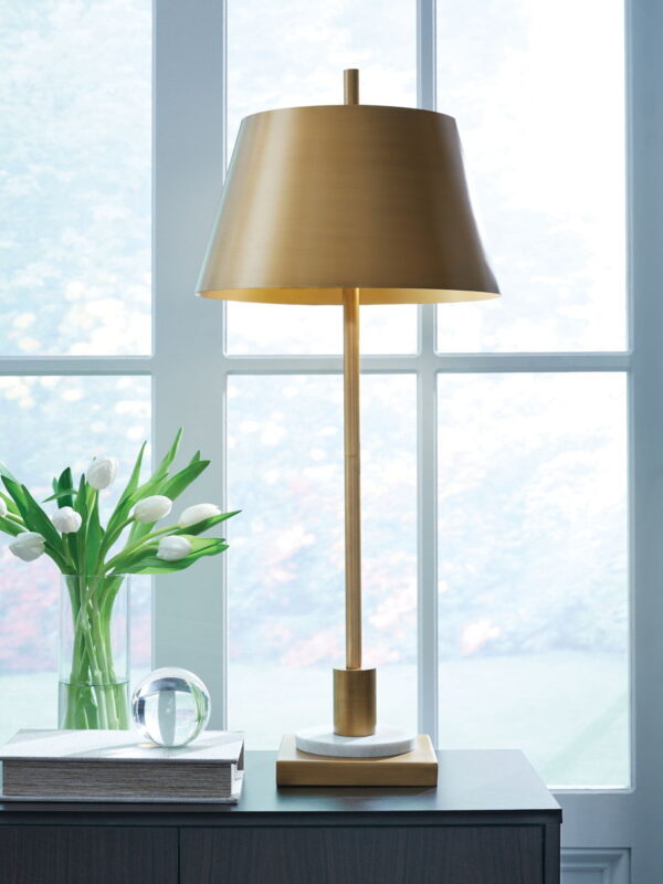 Fritzburn - Gold Finish / White - Metal Table Lamp - Image 2