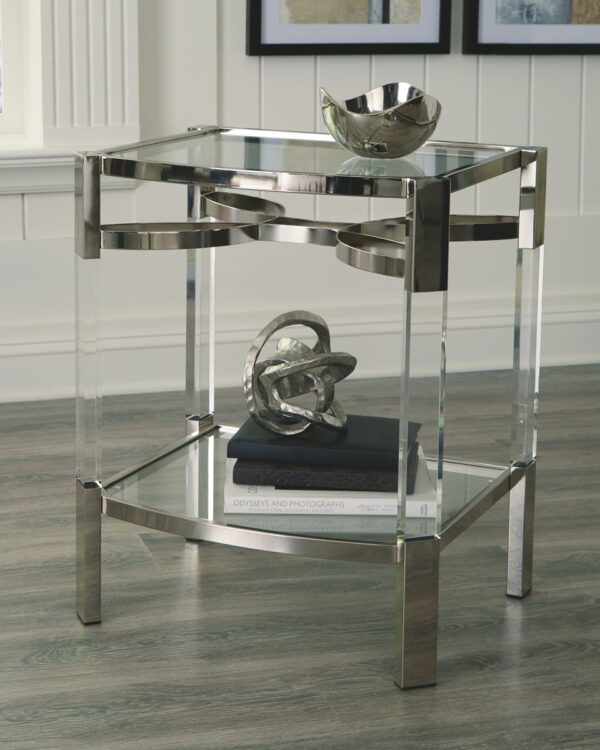 Chaseton - Clear / Silver Finish - Accent Table - Image 3
