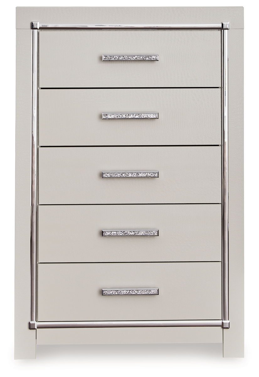 Zyniden - Silver - Five Drawer Chest - Image 3