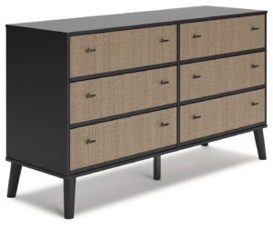 Charlang - Black / Gray - Six Drawer Dresser