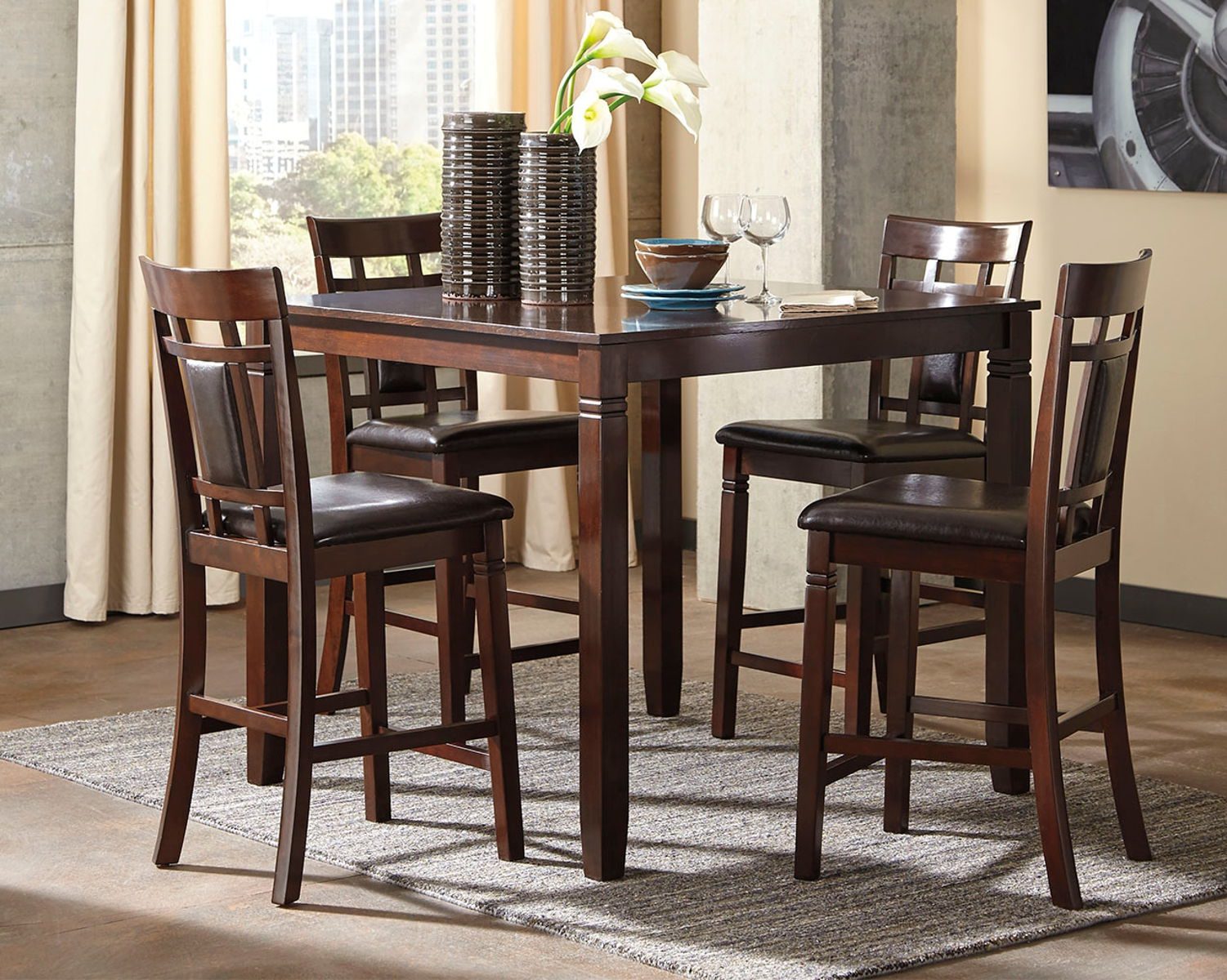 Bennox - Brown - DRM Counter Table Set (Set of 5) - Image 4