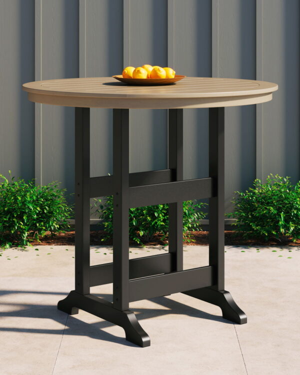 Fairen Trail - Black / Driftwood - Round Bar Table w/Umb OPT - Image 3