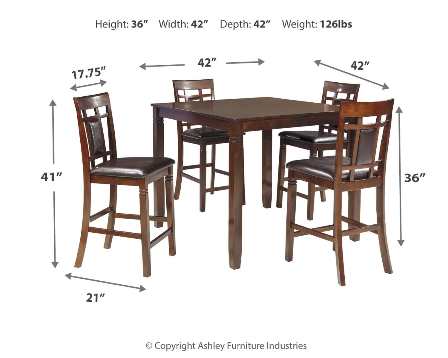 Bennox - Brown - DRM Counter Table Set (Set of 5) - Image 3