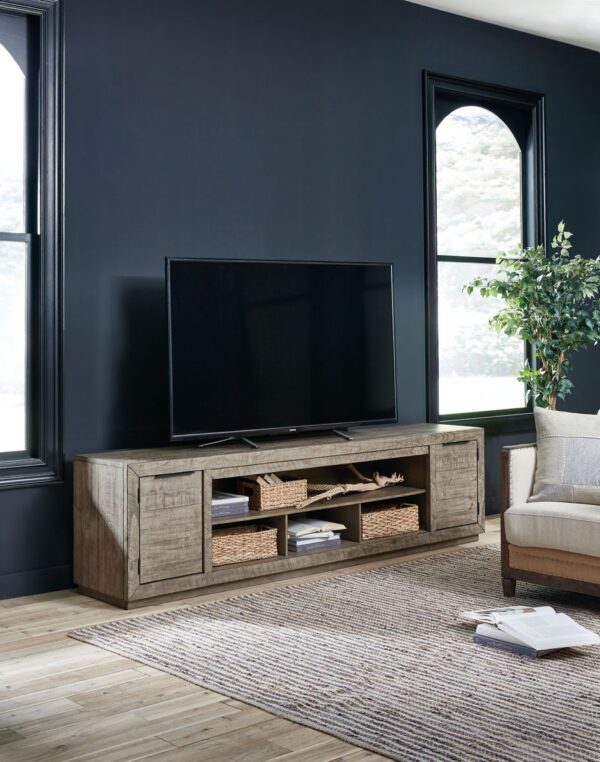Krystanza - Weathered Gray - TV Stand with Wide Fireplace Insert - Image 3
