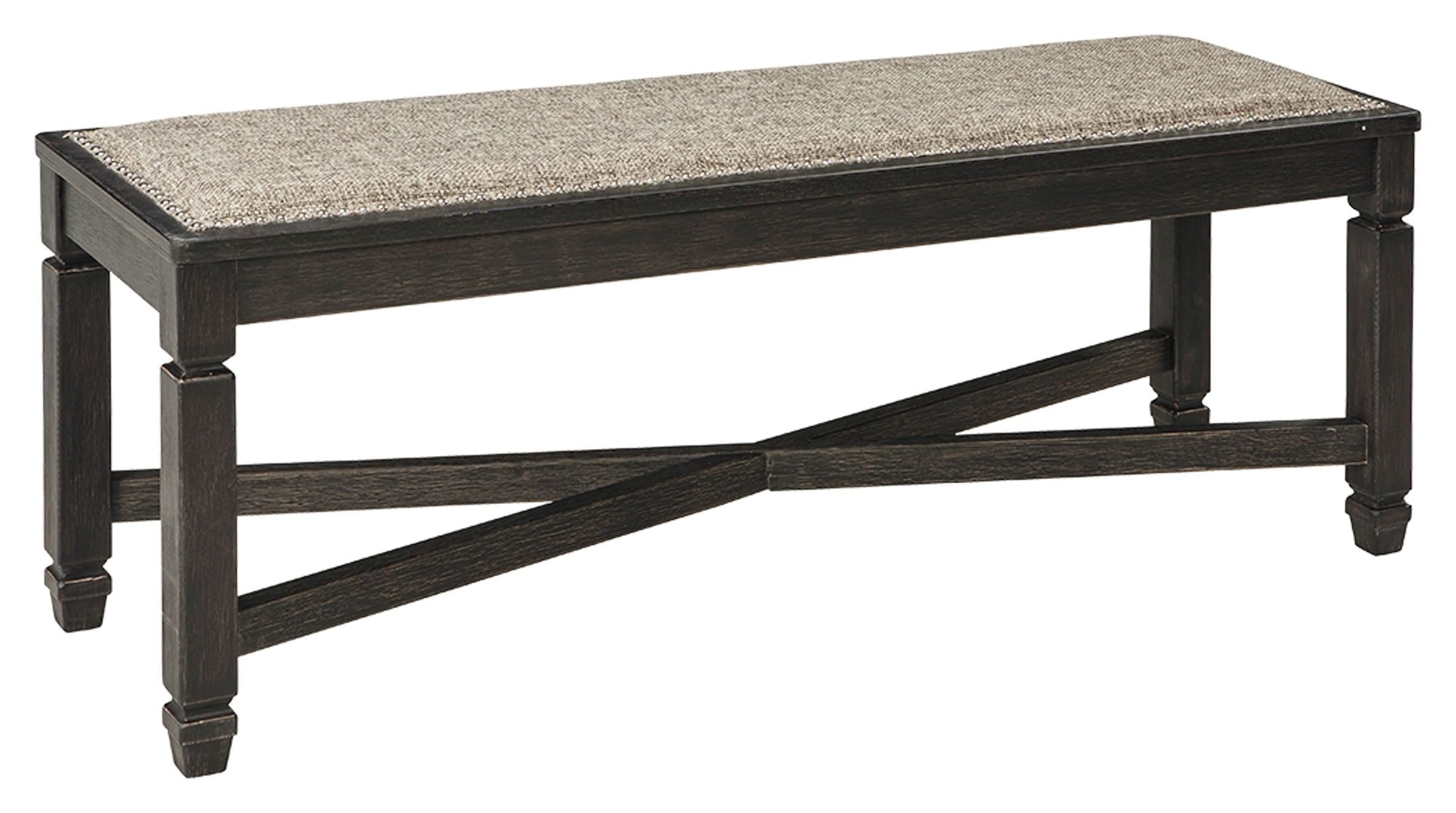 Tyler Creek - Black / Grayish Brown - Upholstered Bench