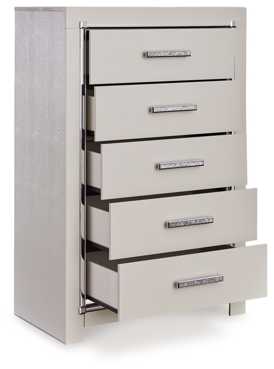 Zyniden - Silver - Five Drawer Chest - Image 4