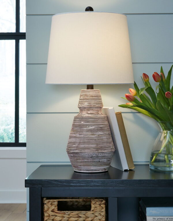 Jairburns - Brick Red / White - Poly Table Lamp (Set of 2) - Image 2