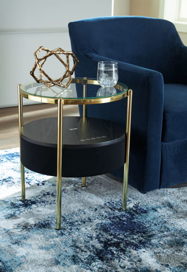 Nedman - Black / Gold Finish - Accent Table With Speaker - Image 2