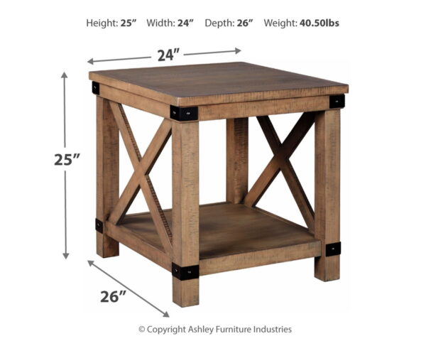 Aldwin - Gray - Rectangular End Table - Crossbuck Styling - Image 2