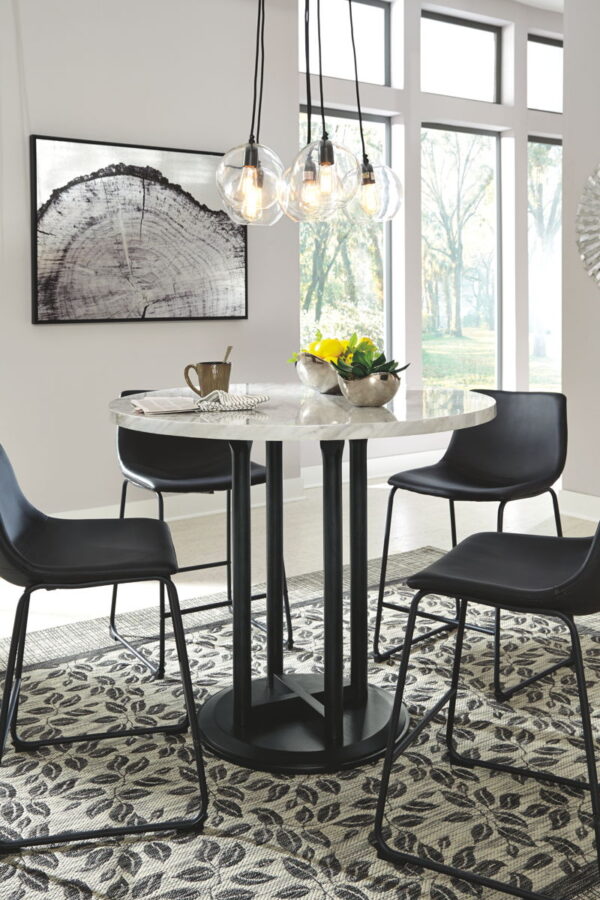 Centiar - Black / Gray - 5 Pc. - Counter Table, 4 Upholstered Barstools - Image 2