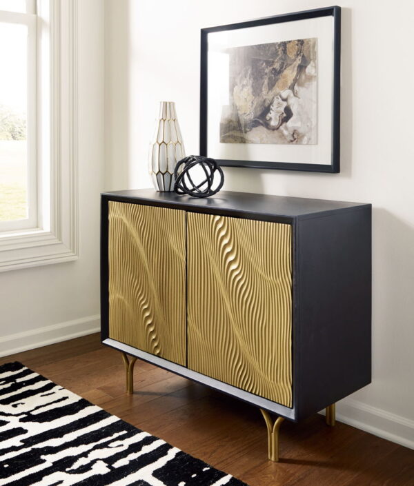 Tayner - Black / Gold Finish - Accent Cabinet - Image 3