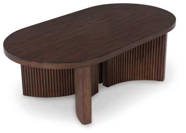Korestone - Dark Brown - Oval Cocktail Table - Image 4