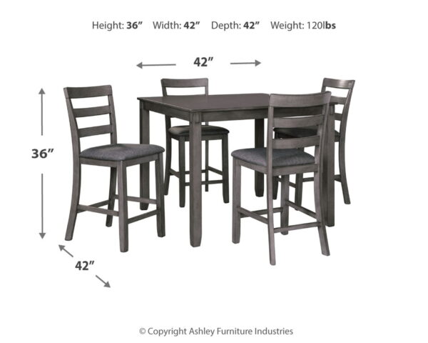 Bridson - Gray - Square Counter TBL Set (Set of 5) - Image 4