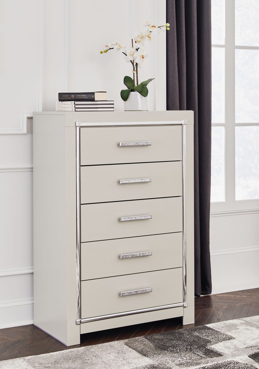 Zyniden - Silver - Five Drawer Chest - Image 2
