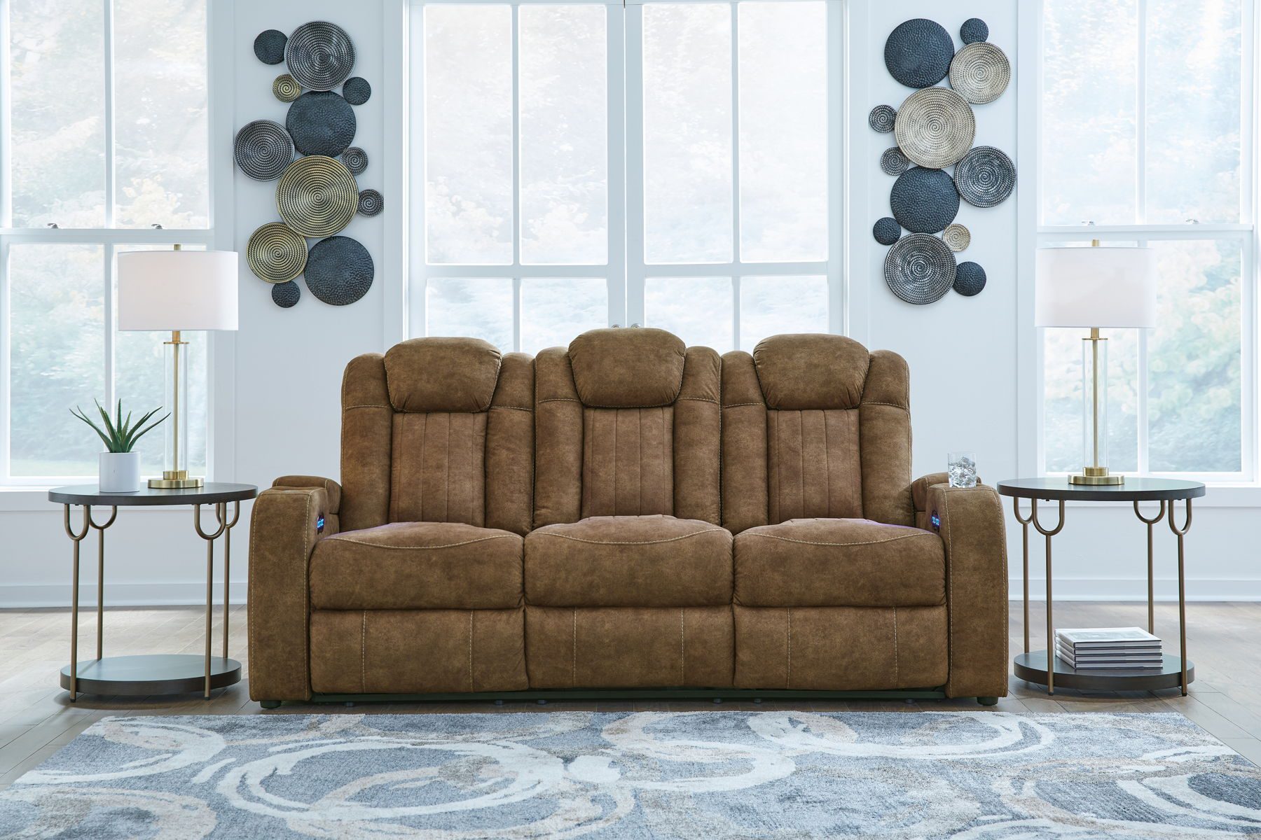 Wolfridge - Brindle - 2 Pc. - Power Reclining Sofa, Power Reclining Loveseat With Console - Image 2