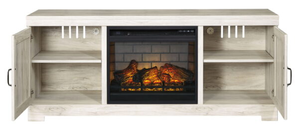 Bellaby - Whitewash - 63" TV Stand With Faux Firebrick Fireplace Insert - Image 4