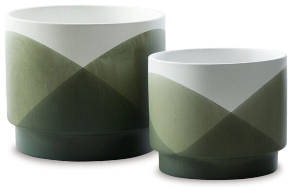 Ardenridge - Green / White - Planter Set (Set of 2) - Image 2