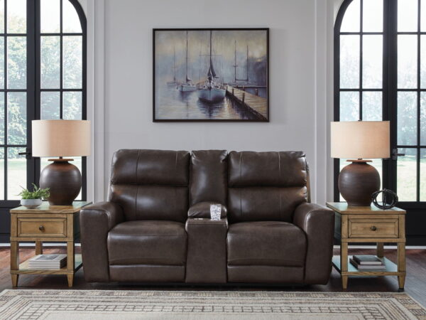 Crossplex - Smoke - Power Reclining Loveseat / Console / Adjustable Headrest - Image 2
