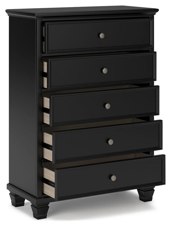 Lanolee - Black - Five Drawer Chest - Image 3