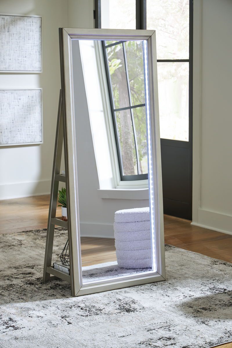 Evesen - Champagne - Floor Standing Mirror With Storage - Image 2