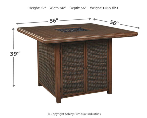 Paradise Trail - Medium Brown - Square Bar Table w/Fire Pit - Image 2