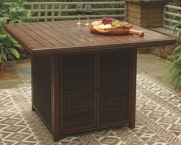 Paradise Trail - Medium Brown - Square Bar Table w/Fire Pit - Image 3