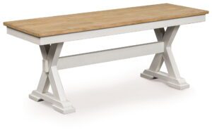Purlaney - Antique White / Natural - Large Dining Room Bench
