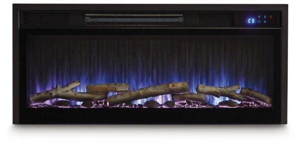 Entertainment Accessories - Black - Fireplace Insert With Faux Birch Log Set - Image 2