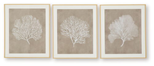 Hendridge - Taupe / White - Wall Art Set (Set of 3)